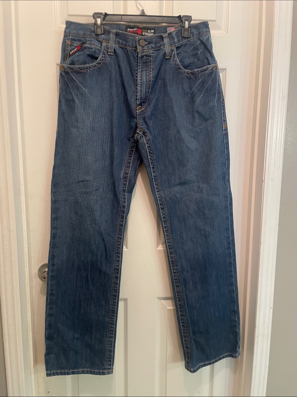 Ariat Men’s FR 36x34 Slim Straight Dark Blue Jeans